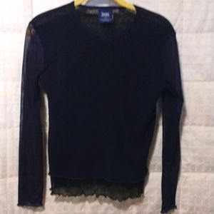 items top...so delicate and feminine.  Sheer, dark indigo color.